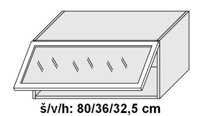 Horní skříňka prosklená 80 cm ALU - grey