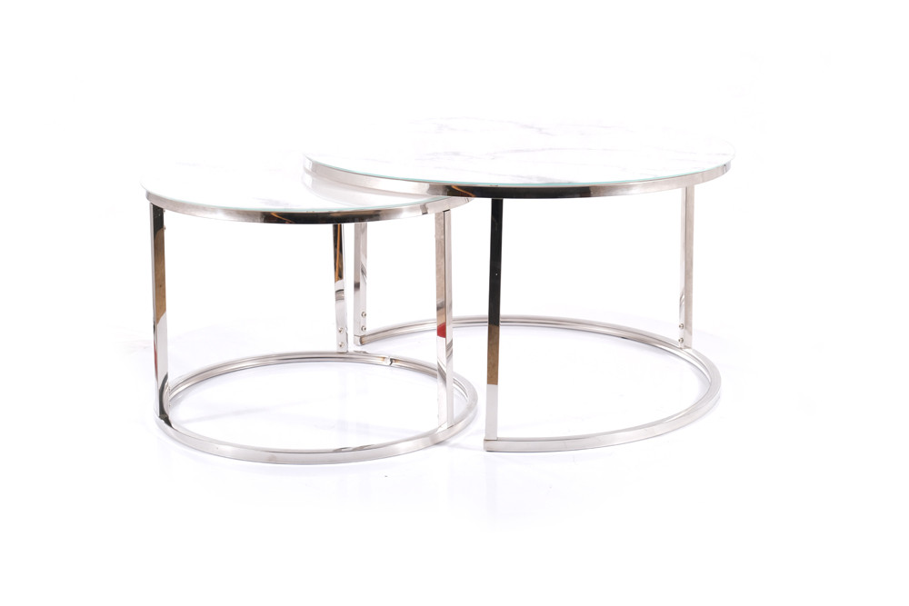 Konferenční stolek bílá mramor/chrom ATLANTA B - zobrazení 360