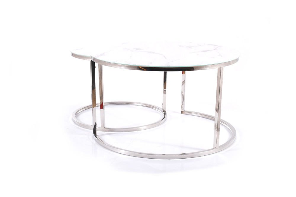 Konferenční stolek bílá mramor/chrom ATLANTA B - zobrazení 360