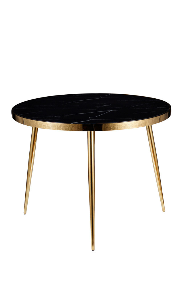 Stůl jídelní kulatý černý/zlatý CALVIN - zobrazení 360