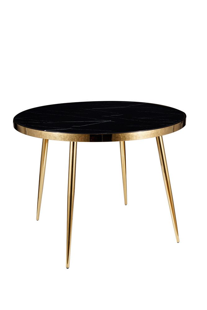 Stůl jídelní kulatý černý/zlatý CALVIN - zobrazení 360