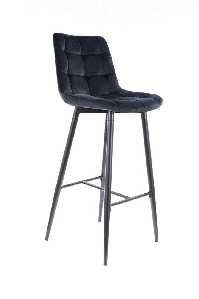 Židle barová černá CHIC H-1 VELVET - zobrazení 360