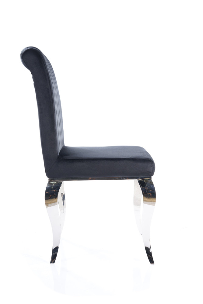 Židle jídelní černá/chrom PRINCE VELVET - zobrazení 360