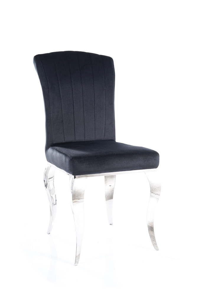 Židle jídelní černá/chrom PRINCE VELVET - zobrazení 360