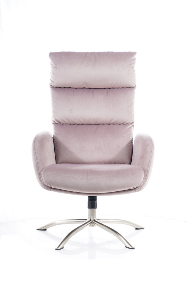 Křeslo s taburetem ant.růžová Bluvel 52 MONROE VELVET - zobrazení 360