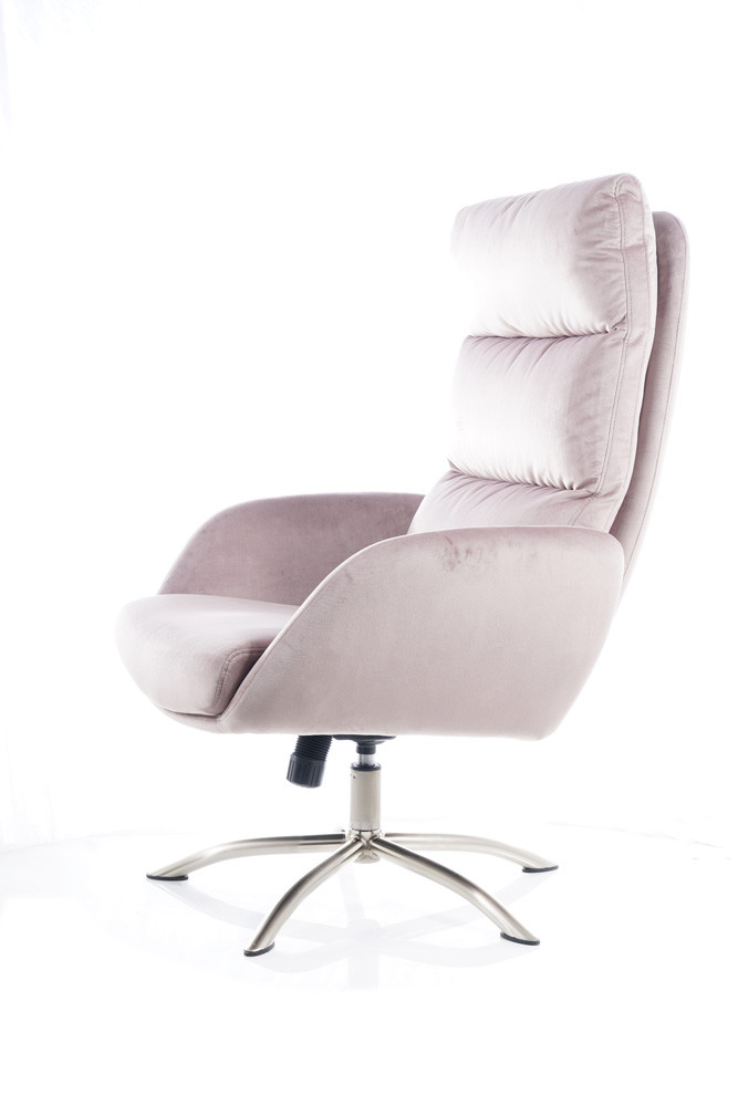 Křeslo s taburetem ant.růžová Bluvel 52 MONROE VELVET - zobrazení 360