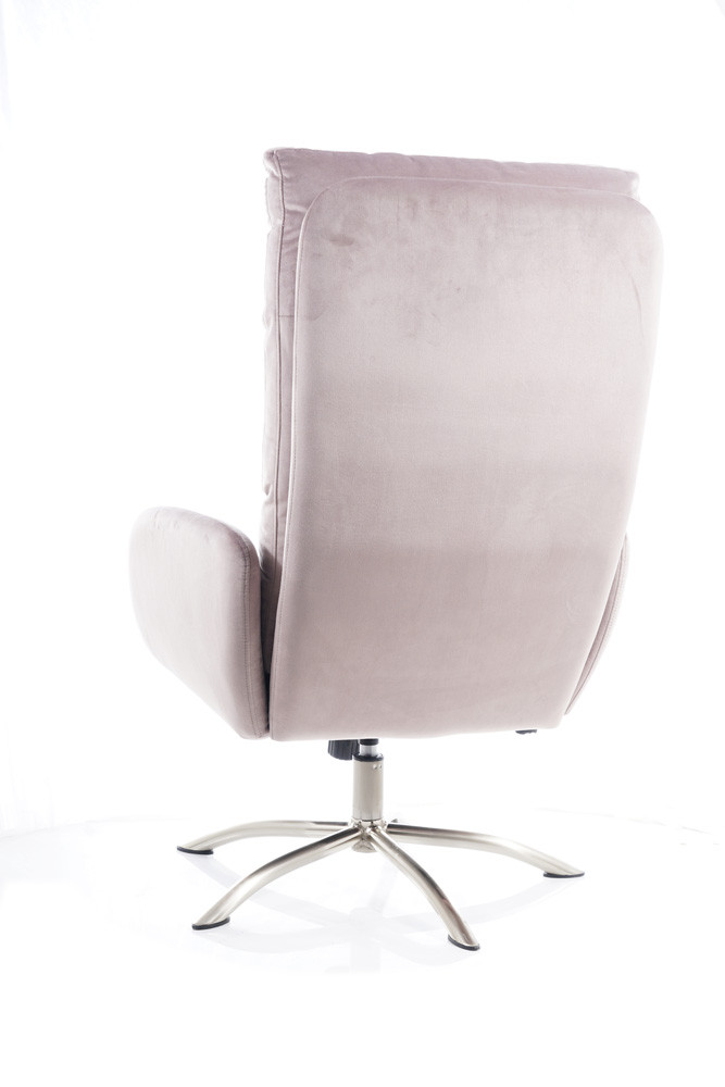 Křeslo s taburetem ant.růžová Bluvel 52 MONROE VELVET - zobrazení 360