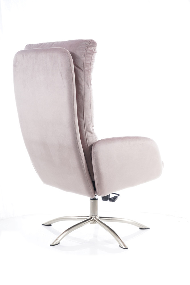 Křeslo s taburetem ant.růžová Bluvel 52 MONROE VELVET - zobrazení 360