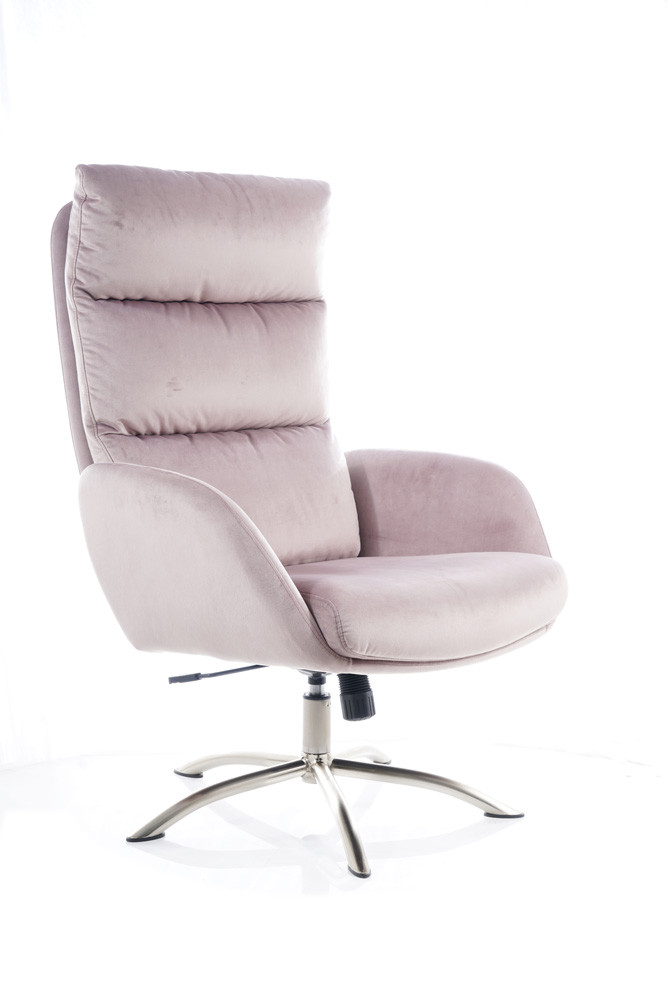Křeslo s taburetem ant.růžová Bluvel 52 MONROE VELVET - zobrazení 360