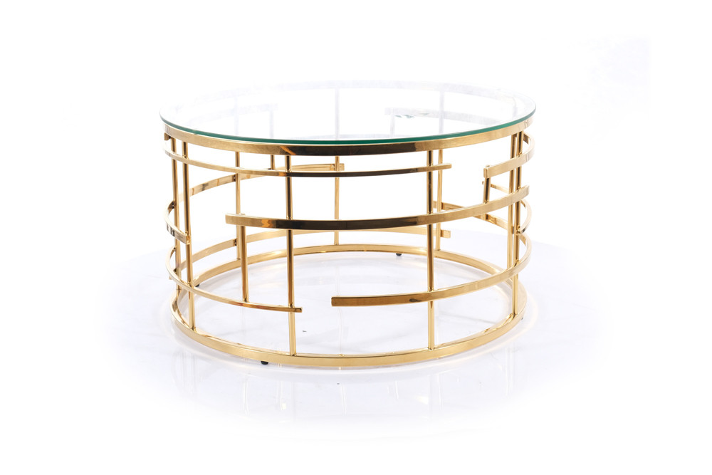 Konferenční stolek sklo/zlatá LIVIA 80 - zobrazení 360