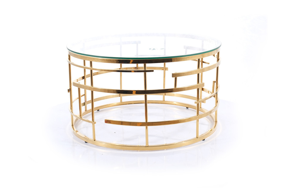 Konferenční stolek sklo/zlatá LIVIA 80 - zobrazení 360