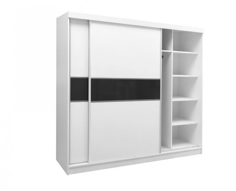 Skříň šatní bílá/černé plexi GD 240