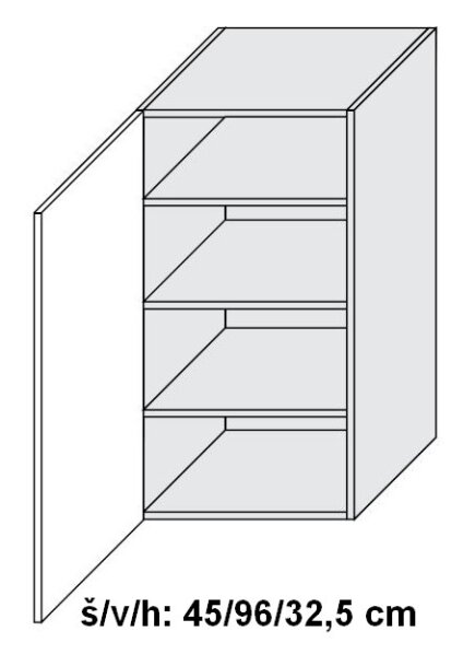 Horní skříňka ESSEN WHITE AKRYL LESK 45 cm