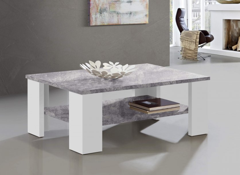 Konferenční stolek beton šedý/bílý BRUCE
