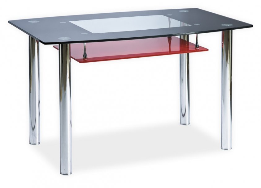 Stůl jídelní skleněný černý/červený TWIST A
