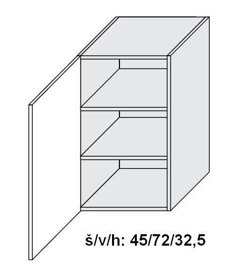 Horní skříňka CARINI BÍLÝ AKRYL LESK levá 45 cm