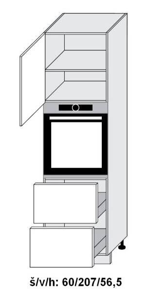 Dolní skříňka vysoká SILVER+ PLATINOVĚ BÍLÁ 60 cm