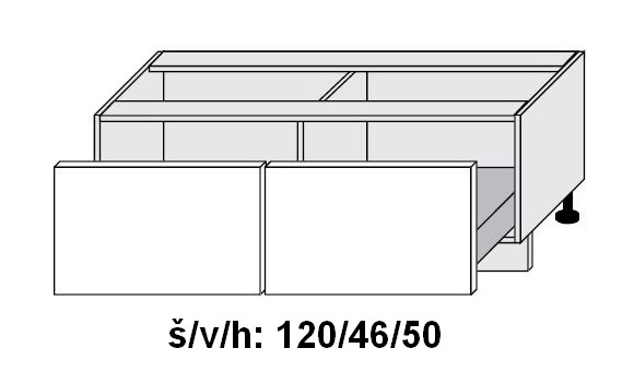 Dolní skříňka se zásuvkami SILVER+ ZELENÁ LABRADOR 120 cm