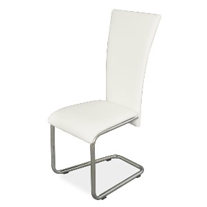 Židle jídelní kovová čalouněná bílá H-224