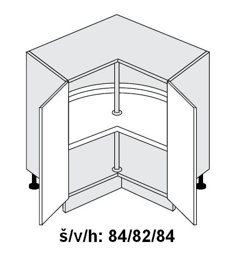 Dolní skříňka rohová vnitřní TITANIUM FINO BÍLÁ 90x90 cm karusel