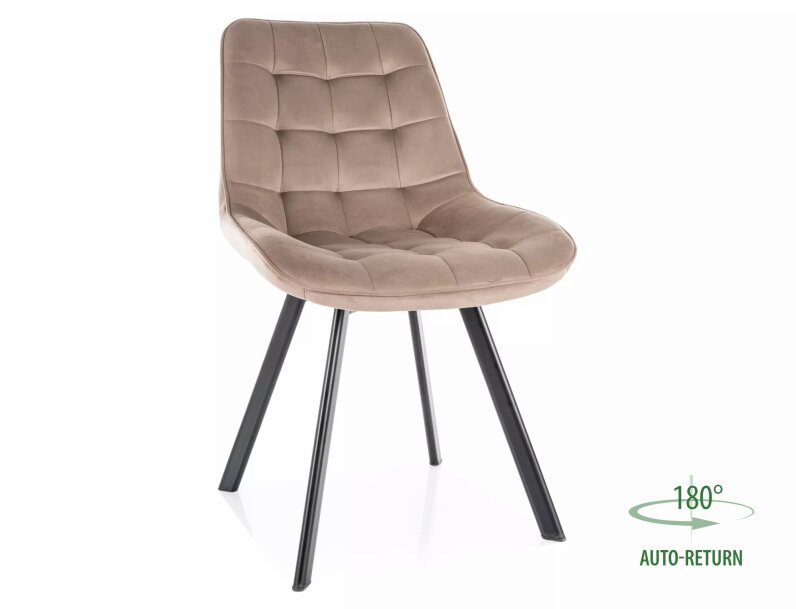 Židle jídelní otočná tmavě béžová MONTI VELVET
