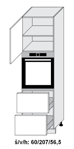 Dolní skříňka vysoká SILVER+ FRESCO ANTRACIT D14/RU/60/207-2R 356 - dub artisan