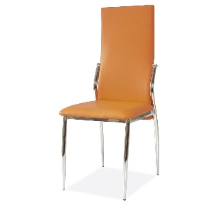 Židle jídelní kovová čalouněná oranžová H-237