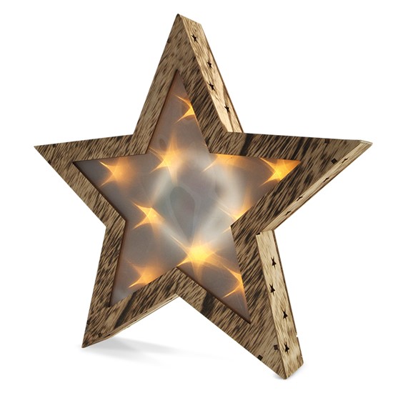 Vánoční dřevěná hvězda LED 1V42