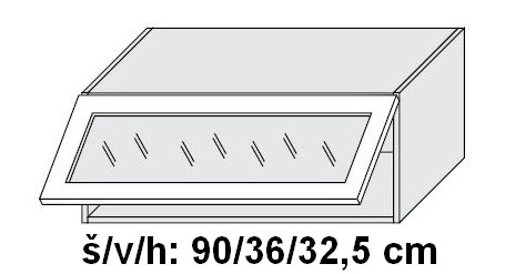 Horní skříňka prosklená QUANTUM VANILA 90 cm MATNÁ