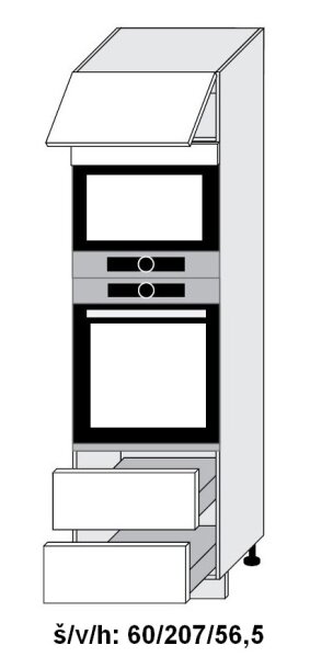 Kuchyňská skříňka dolní vysoká ESSEN WHITE AKRYL LESK D14/RU/60/207-2M 284 - bílá alpská