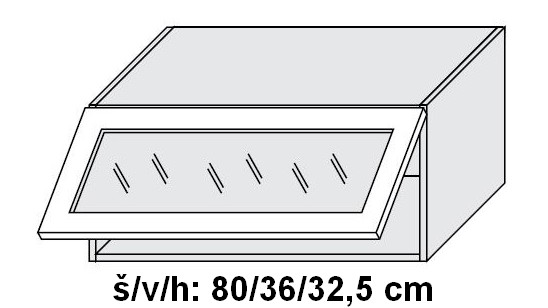 Horní skříňka prosklená TITANIUM FINO ČERNÉ 80 cm ČIRÁ