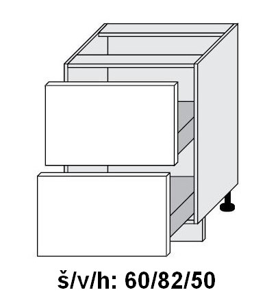 Dolní skříňka se zásuvkami ESSEN GREY AKRYL LESK 60 cm