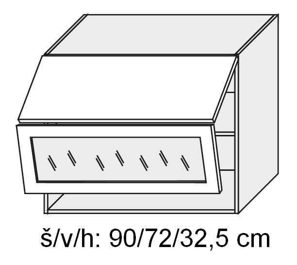 Horní skříňka prosklená TITANIUM FINO BÍLÉ 90 cm MATNÁ