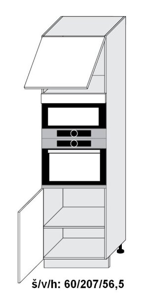 Kuchyňská skříňka dolní vysoká ESSEN WHITE AKRYL LESK D14/RU/60/207 - bílá alpská