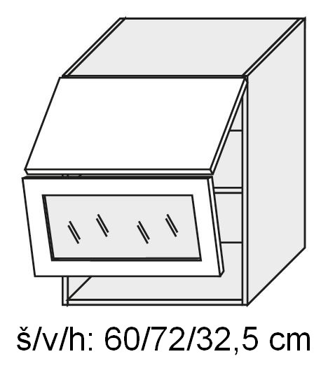 Horní skříňka prosklená TITANIUM FINO BÍLÉ 90 cm ČIRÁ