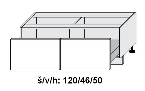 Dolní skříňka se zásuvkami SILVER+ ZELENÁ LABRADOR 120 cm