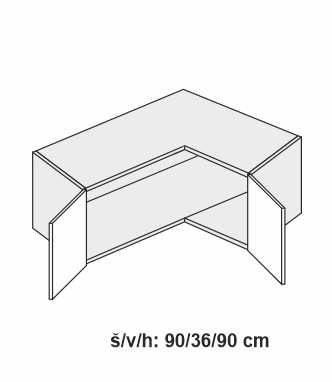 Kuchyňská skříňka horní (nástavec rohový) ESSEN WHITE AKRYL LESK W14/90 - 36 - grey