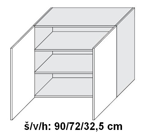 Horní skříňka ESSEN WHITE AKRYL LESK 90 cm