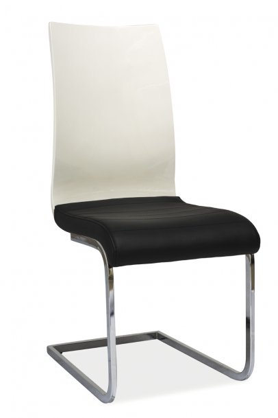 Židle jídelní kovová čalouněná černá/bílá H-791