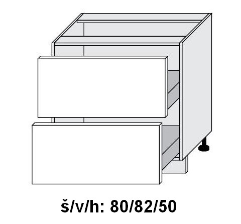 Dolní skříňka se zásuvkami SILVER+ ZELENÁ LABRADOR 80 cm