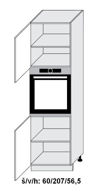 Kuchyňská skříňka dolní vysoká ESSEN WHITE AKRYL LESK D14/RU/60/207-2D - bílá alpská