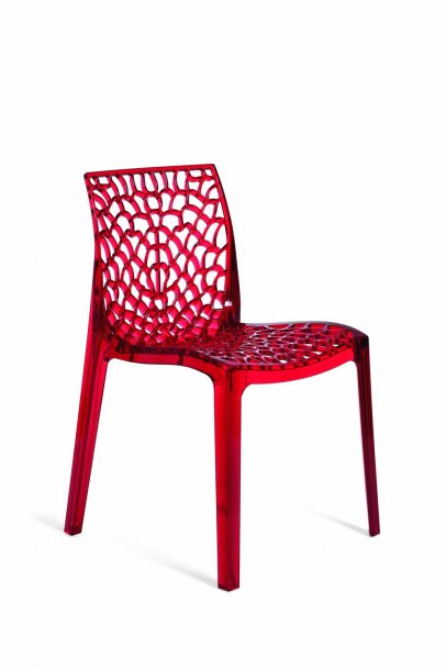 Jídelní plastová židle transparente rosso GRUVYER