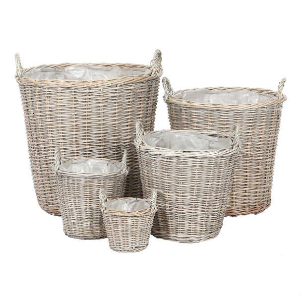 Koš proutěný obal na květiny 5ks/sada PRN2024 SET-GREY