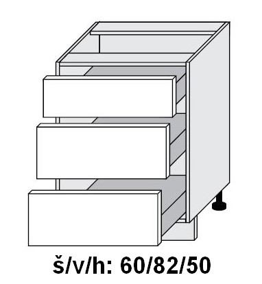 Dolní skříňka se zásuvkami ESSEN GREY AKRYL LESK 60 cm