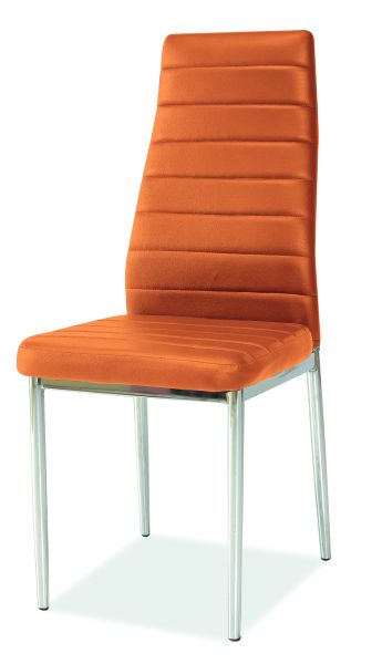 Židle jídelní kovová čalouněná chrom/oranžová H-261