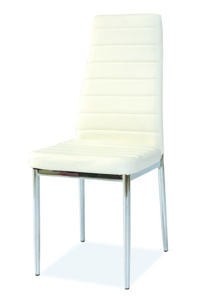 Židle jídelní kovová čalouněná chrom/bílá H-261