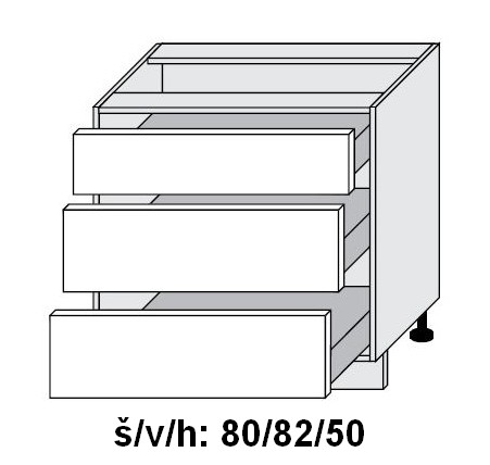 Dolní skříňka se zásuvkami SILVER+ PLATINOVĚ BÍLÁ 60 cm