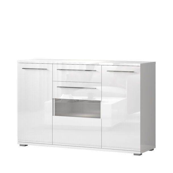 Komoda kombinovaná bílý lesk PIANO K150-3K2F