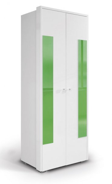 Šatní skříň dvoudvéřová bílá/zelená HAPPY O2V2F