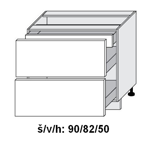 Dolní skříňka se zásuvkami ESSEN GREY AKRYL LESK 90 cm